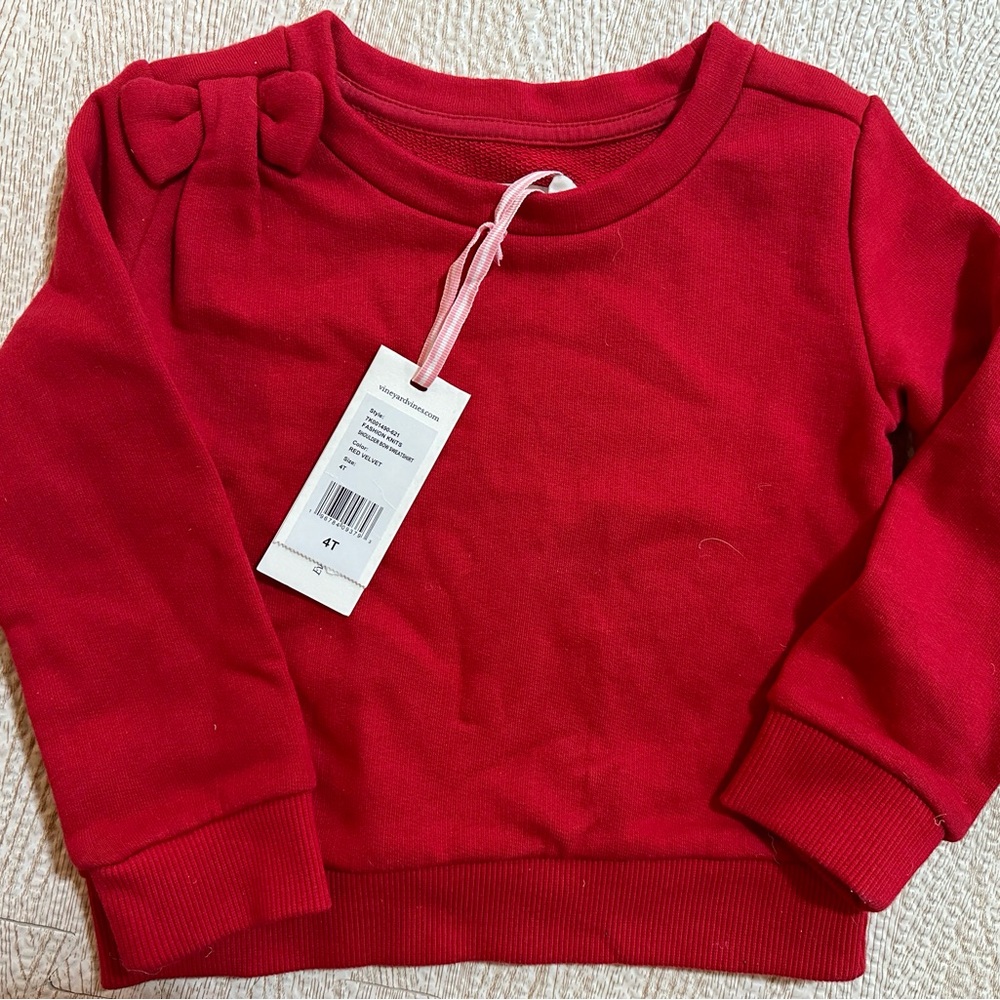 NWT vineyard vibes red sweatshirt with red bow detail